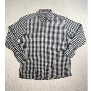 Ermenegildo Zegna Mens Medium Green/Black Checked Long Sleeve Dress Shirt Luxury